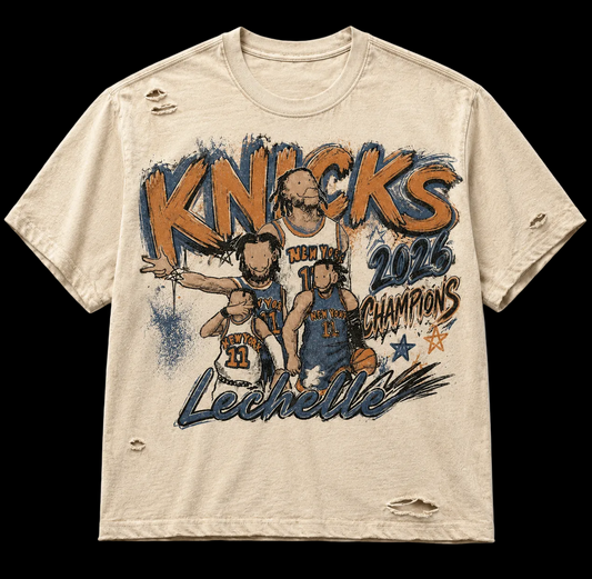 Knicks 2026 Champions Vintage “He Knows Ball” Graphic Tee – Lechelle Studios Edition