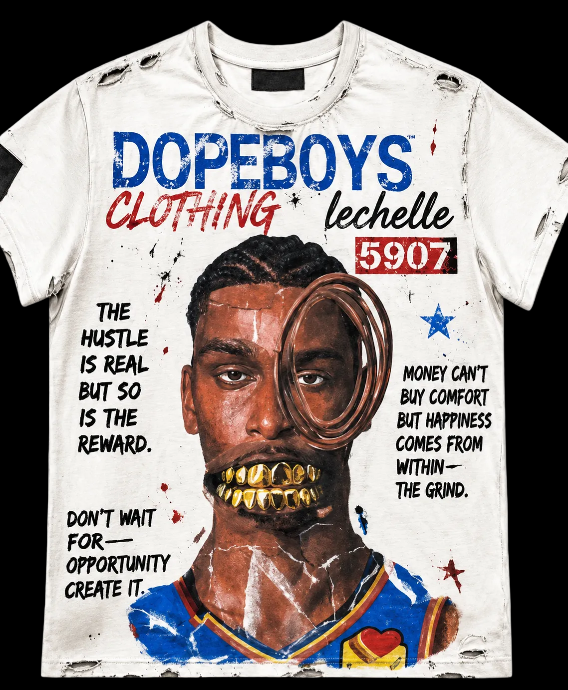 DOPEBOYS X L’ECELLE “SHAI”  Distress Tee